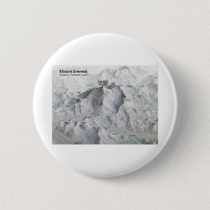 Mount Everest 3D Map met Labels Ronde Button 5,7 Cm