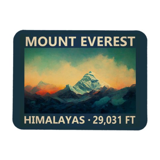 Mount Everest Himalayas Waterverf  Magneet (Horizontaal)