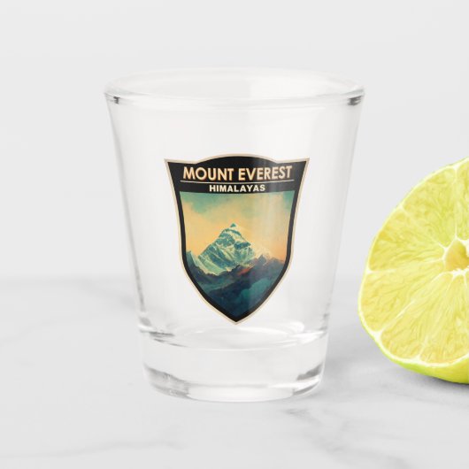 Mount Everest Himalayas Waterverf  Shot Glas (Voorkant)