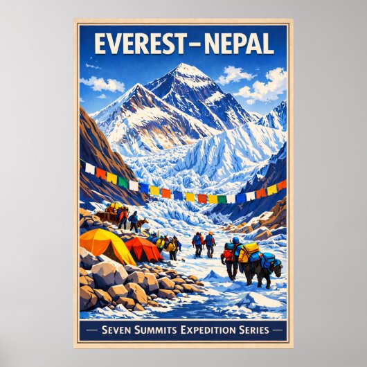 Mount Everest Nepal - Vintage Poster (Voorkant)