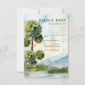 Mount Evergreen Waterverf Dusty Blue Vertical RSVP (Voorkant)