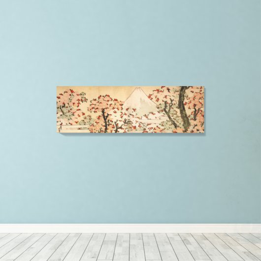 Mount Fuji achter kersenbomen, bloemen door Hokusa Canvas Afdruk (Insitu (Houten vloer))