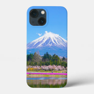 Mount Fuji Bomen en Bloemen iPhone 13 Mini Hoesje