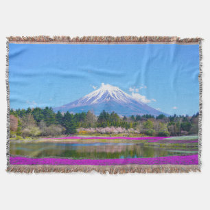 Mount Fuji Bomen en Bloemen Deken