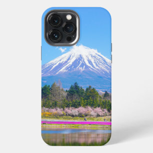 Mount Fuji Bomen en Bloemen iPhone 13 Pro Max Hoesje