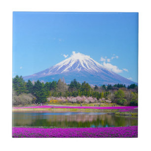 Mount Fuji Bomen en Bloemen Tegeltje