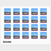 Mount Fuji Bomen en Bloemen Vierkante Sticker (Vel)