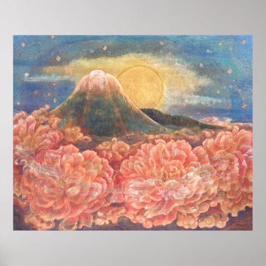 Mount Fuji Dreamscape: Luminous Poster Print (Voorkant)