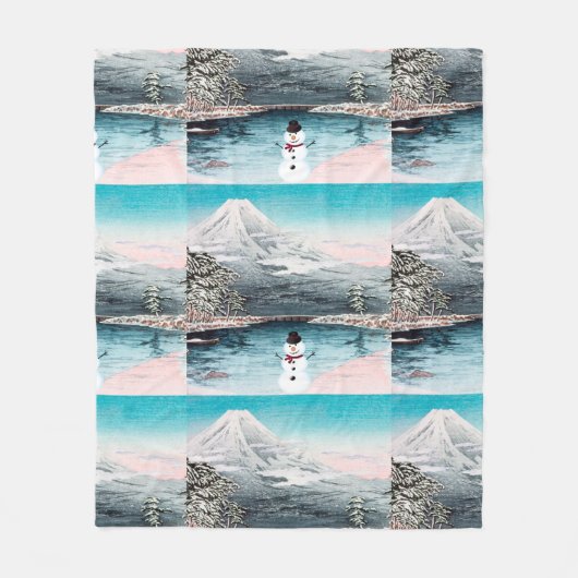 Mount Fuji en een Snowman Fleece Deken (Voorkant)