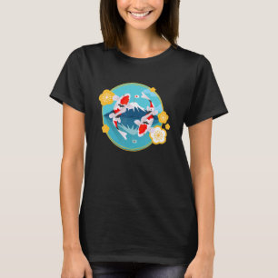 Mount Fuji en Koi Vis Zen Karper Water Vis Vijver T-shirt