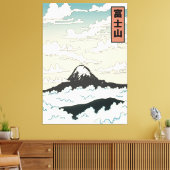 Mount Fuji Japan art block. Canvas Afdruk (Insitu (Woonkamer))