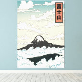 Mount Fuji Japan art block. Canvas Afdruk (Insitu (Houten vloer))