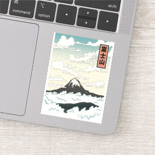 Mount Fuji Japan art block. Sticker