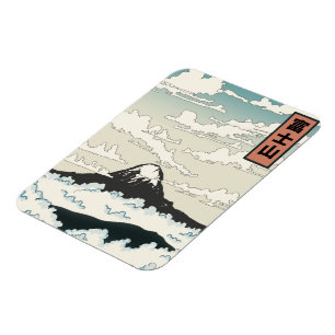 Mount Fuji Japan kunstblok. Magneet