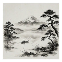 Mount Fuji Japan Oost-Indische inkt Landschap