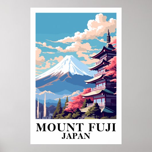 Mount Fuji Japan Vintage Travel Pagoda Art  Poster (Voorkant)
