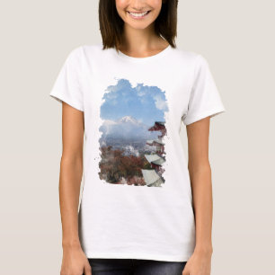 Mount Fuji Japan Waterverf Art T-Shirt