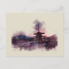 Mount Fuji, Japan, Waterverf Briefkaart