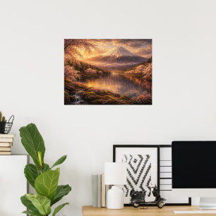 Mount Fuji & Kersenbloesem Olie Kunst Poster