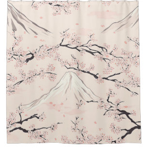 Mount Fuji met Kersenbloesems – Japans Douchegordijn
