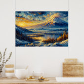Mount Fuji olieverfschilderij Poster (Keuken)
