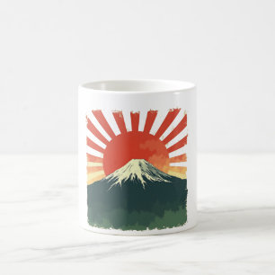 Mount Fuji Retro Japan Mok –  Rijzende Zon