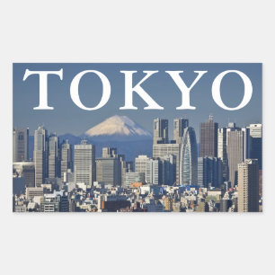 Mount Fuji Shinjuku District Skyline Tokio Japan Rechthoekige Sticker