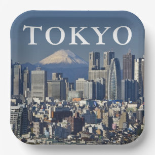 Mount Fuji stadsprofiel Shinjuku district Tokio Papieren Bordje