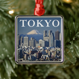 Mount Fuji stadsprofiel van Shinjuku Tokio Japan Metalen Ornament