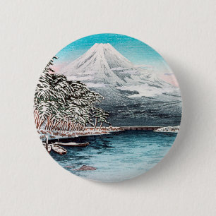 Mount Fuji uit Tagonoura, Snow Hiroaki Takahashi Ronde Button 5,7 Cm