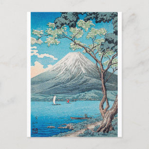 Mount Fuji vanaf het Yamanaka-meer gedrukt door H. Briefkaart