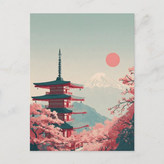 Mount Fuji vintage Briefkaart (Voorkant)