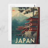 Mount Fuji vintage Briefkaart (Voorkant / Achterkant)