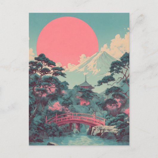 Mount Fuji vintage Briefkaart (Voorkant)