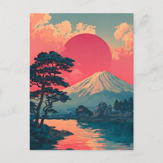 Mount Fuji vintage Briefkaart (Voorkant)