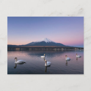Mount Fuji Yamanaka-meer met zwanen Briefkaart
