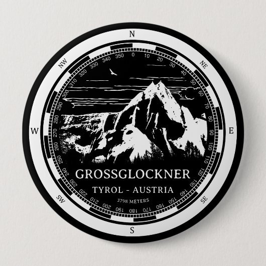 Mount Grossglockner - Tirol Oostenrijk Alpen Ronde Button 4,0 Cm (Voorkant)