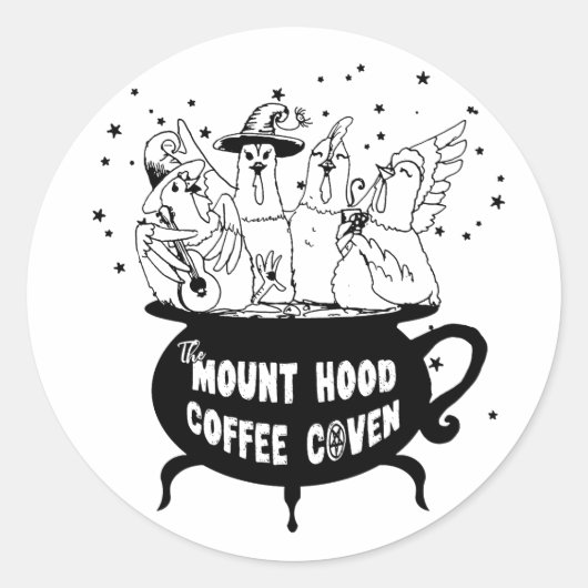 Mount Hood Coffee Coven Crafty Sticker (Voorkant)