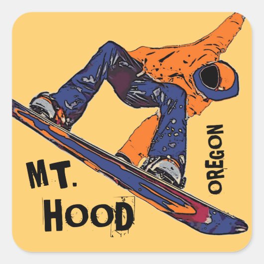Mount Hood Oregon oranje snowboard stickers (Voorkant)