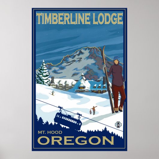 Mount Hood, Oregon Ski Poster - Timberline Lodge (Voorkant)