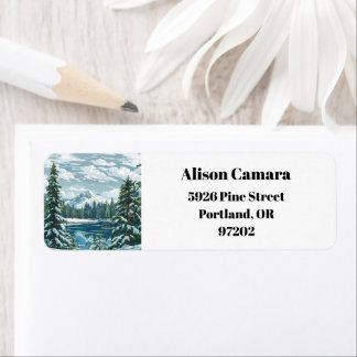Mount Hood Oregon Ski Winter Retro Retro Adres Etiket