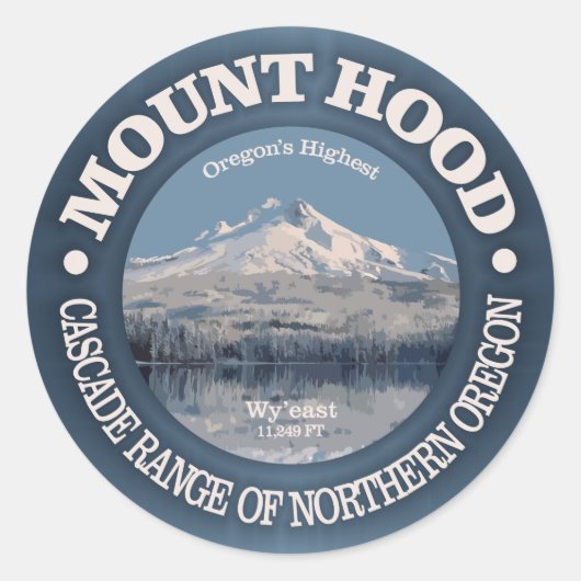 Mount Hood (winter) Ronde Sticker (Voorkant)