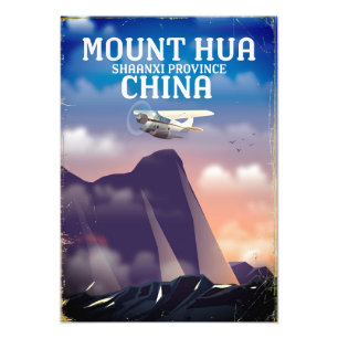 Mount Hua China vintage vliegtuigposter Foto Afdruk