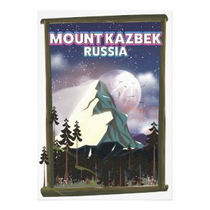 Mount Kazbek Russische reisposter. Foto Afdruk