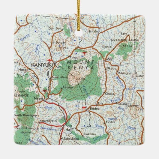 Mount Kenya Map Keramisch Ornament (Achterkant)