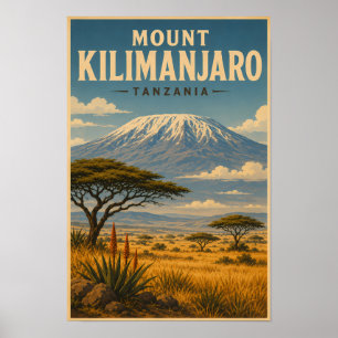 Mount Kilimanjaro Tanzania Illustratie Reis Kunst Poster