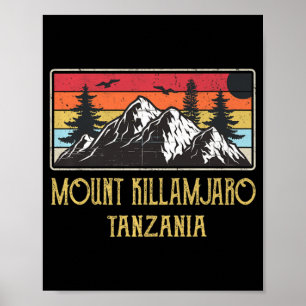 Mount Kilimanjaro Tanzania Vintage Retro Climbing Poster