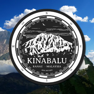 Mount Kinabalu - Ranau Maleisië Sabah Illustratie Ronde Kartonnen Onderzetter