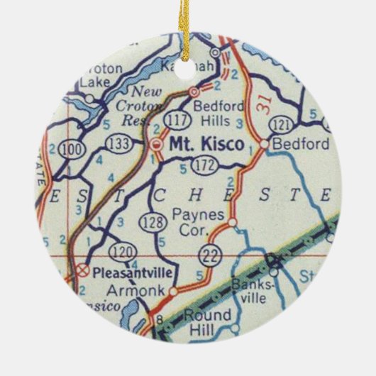 Mount Kisco  Map Keramisch Ornament (Achterkant)