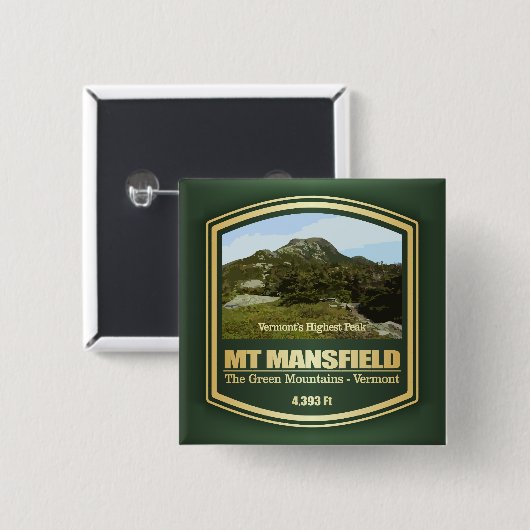 Mount Mansfield (PF) Vierkante Button 5,1 Cm (Voorkant /achterkant)